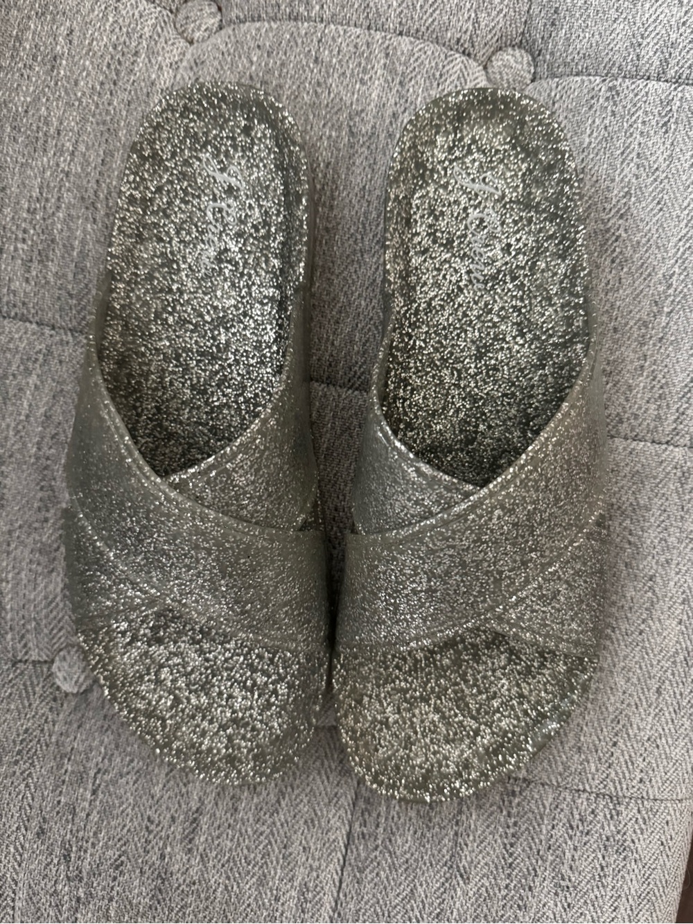 Like New, JCrew sparkly cross strap sandals .